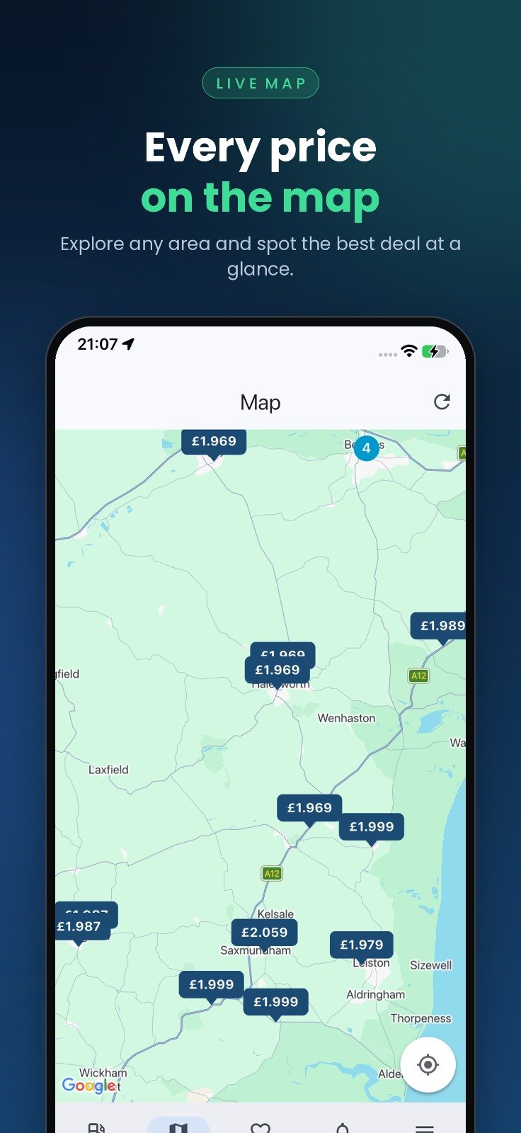 TankCompass: Map with a price tag on every station