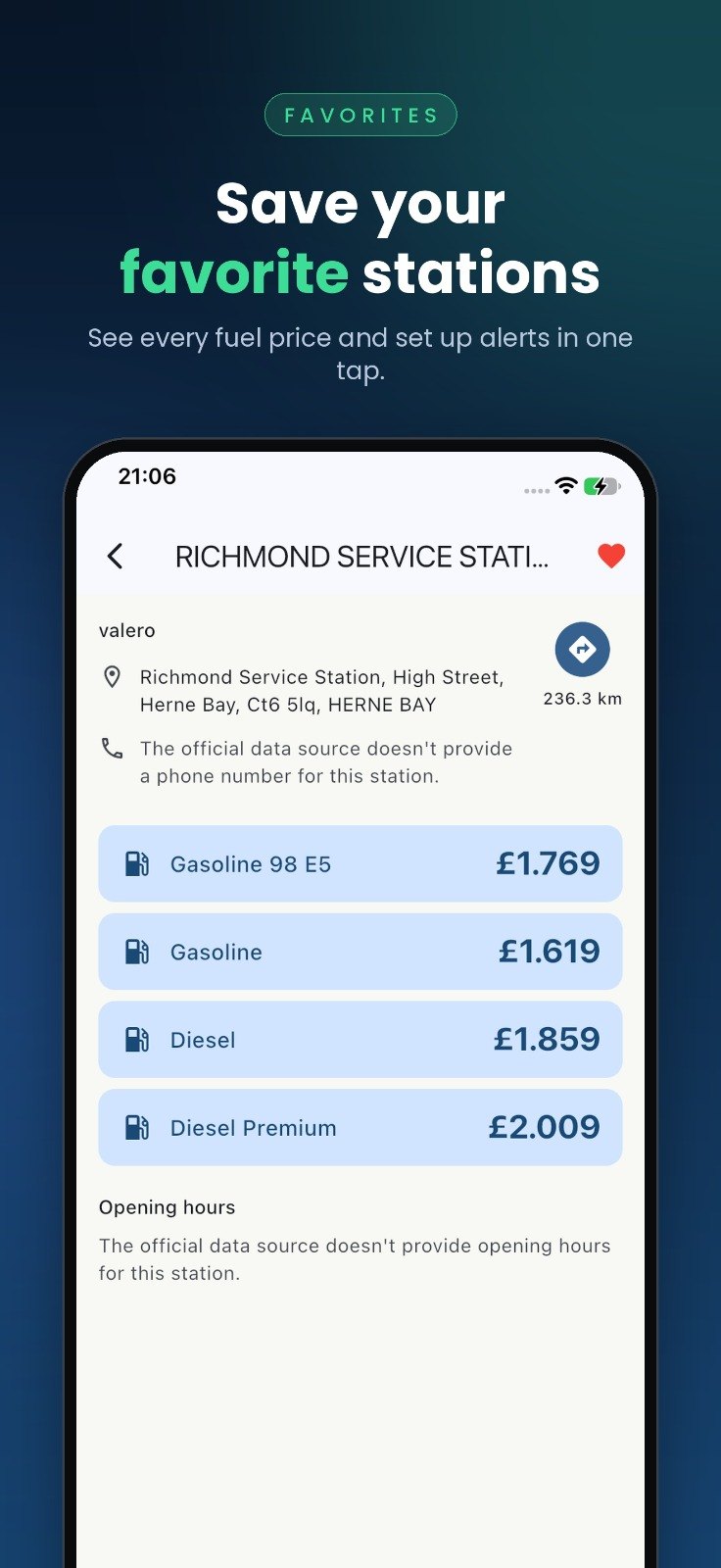 TankCompass: Station details with every fuel price